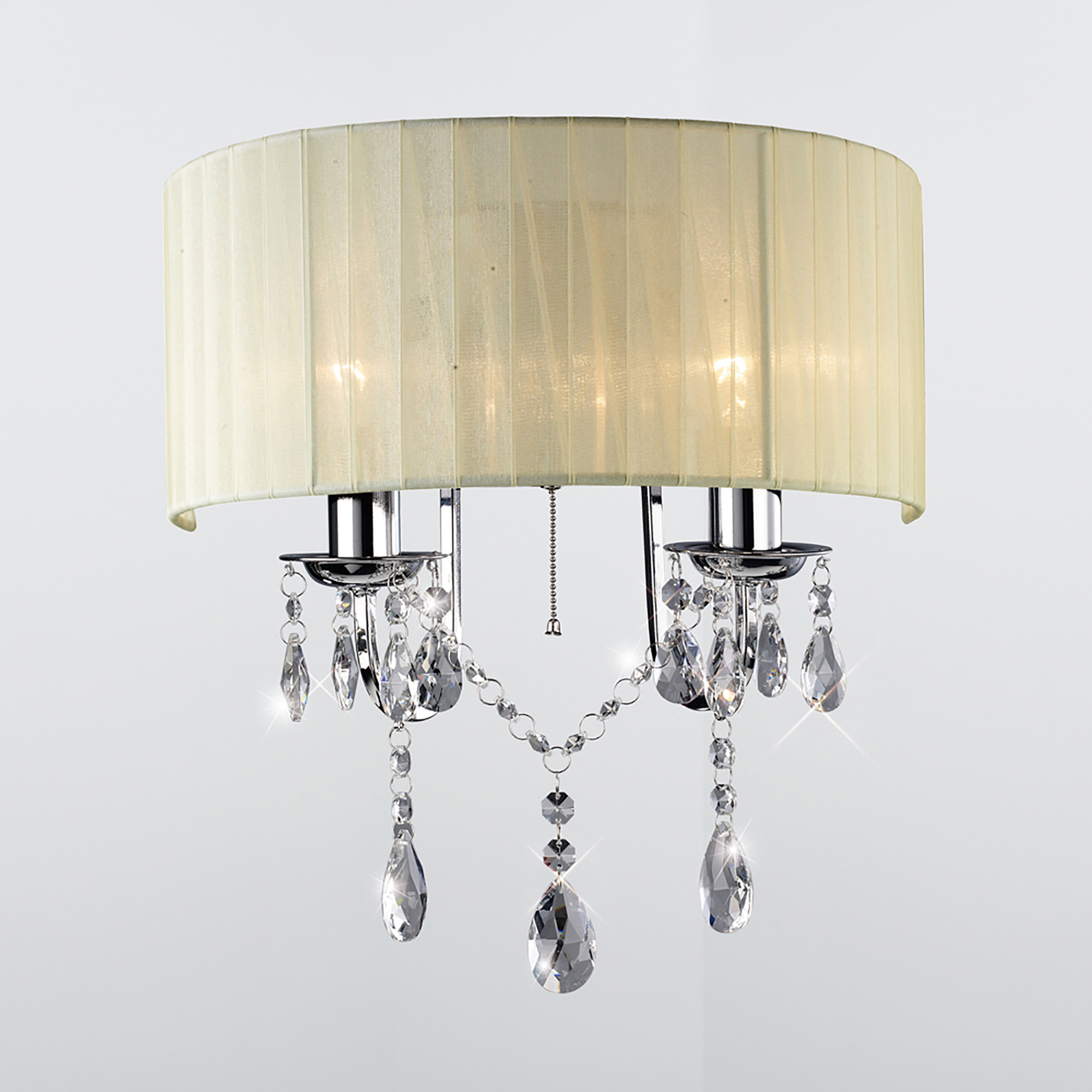 Olivia Polished Chrome-Ivory Cream Crystal Wall Lights Diyas Contemporary Crystal Wall Lights Olivia Polished Chrome-Ivory Cream Crystal Wall Lights Diyas Contemporary Crystal Wall Lights